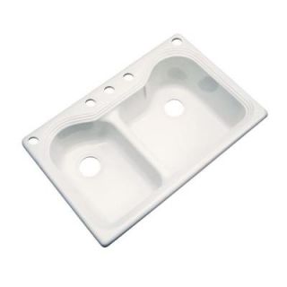 Thermocast Breckenridge Drop In Acrylic 33 in. 5 Hole Double Bowl Kitchen Sink in Biscuit 46503