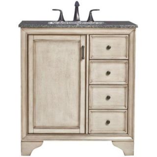 Home Decorators Collection Hazelton 37 in. Vanity in Antique Grey with Granite Vanity Top in Dark Grey with White Basin 8203600270