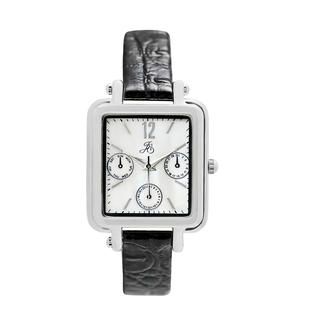 Jaclyn Smith Ladies Silver Plated Square with Black Strap Watch