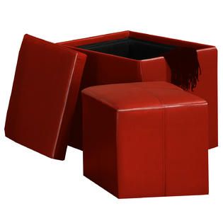 Oxford Creek  Storage Cube Ottoman in Red