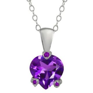 1.07 Ct Genuine Heart Shape Purple Amethyst Gemstone 18k White Gold Pendant