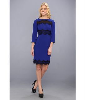 donna morgan fitted sheath with lace trim royal cobalt