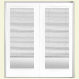 Masonite 72 in. x 80 in. Ultra White Prehung Right Hand Inswing Mini Blind Steel Patio Door with Brickmold in Vinyl Frame 27728