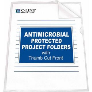 C Line Antimicrobial Project Folders, Jacket, Letter, Polypropylene, Clear, 25 per Box