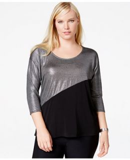 NY Collection Plus Size Dolman Sleeve Colorblocked Top