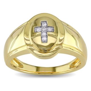 PalmBeach Mens .10 TCW Round Diamond Hexagon Ring in 18k Gold over