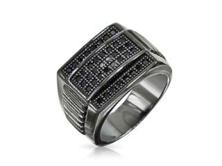 Bling Jewelry Sterling Silver Black Rhodium CZ Mens Championship Ring