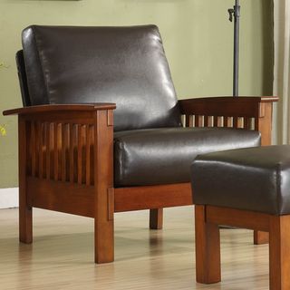 TRIBECCA HOME Patterson Faux Leather and Oak Mission Armchair