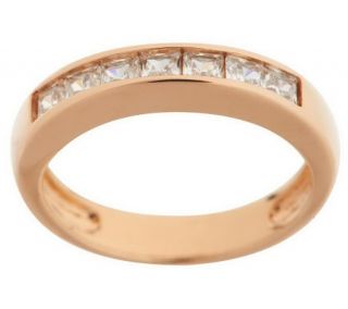 Diamonique Channel Set 7 StonePrincess Cut Band Ring Sterling orClad —