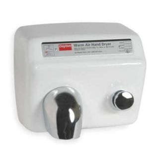 DAYTON 5W633 Hand Dryer, Push Button, 25 sec., White