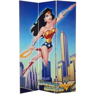 Oriental Furniture  6 ft. Tall Double Sided Wonder Woman and Hawkgirl