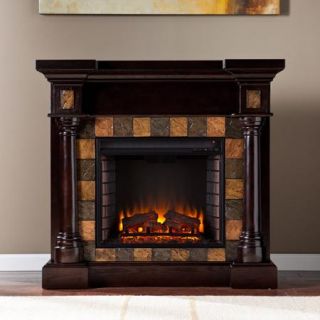 **NEW** Southern Enteprises Kentshire Convertible Electric Fireplace, Espresso with Faux Slate