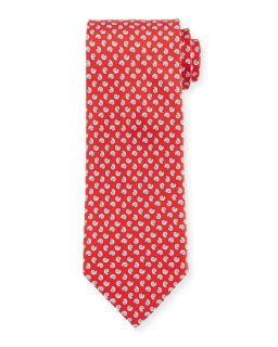 Salvatore Ferragamo Seashell Print Woven Tie, Red