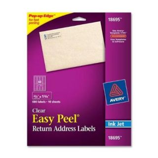 Avery Easy Peel Mailing Label   0.67" Width X 1.75" Length   600 / Pack   Inkjet   Clear (AVE18695)