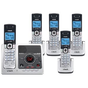 Vtech VT DS6121 5 Cordless Phone System   DECT 6.0, 5 Handsets, Digital Answering System, Caller ID, Call Waiting, Volume Control, Silver