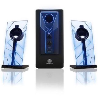GOgroove BassPULSE Glowing Blue LED Computer Speaker Sound System   Works with Dell , ASUS , Lenovo , Apple , Alienware and More Desktops , Laptops , Gaming Towers and Steam Consoles