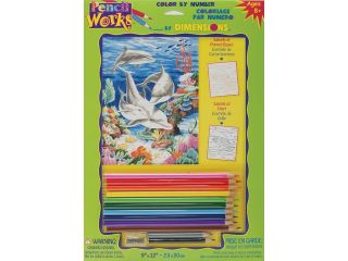 Pencil Works Color By Number Kit 9"X12" Dolphins In The Sea 