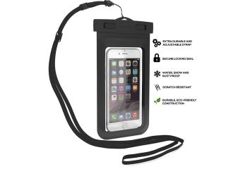 NEK Tech Universal Waterproof Phone Bag. For iPhone 6, 6 plus, 5, 5s, 4, Samsung Galaxy Note, Touch responsive front and back ,IPX8 Certified Case(BLACK) 