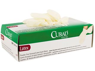Curad CUR8105 Powder Free Latex Exam Gloves, Medium, 100/Box