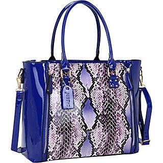 Dasein Patent Leather Zipper Sides with Snakeskin Detail Satchel