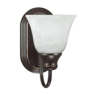Sea Gull Lighting Windgate 1 Light Heirloom Bronze Fluorescent Wall/Bath Sconce with White Alabaster Glass 41939BLE 782