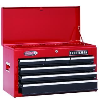Craftsman  26 Wide 6 Drawer Ball Bearing Top Chest   Red/Black