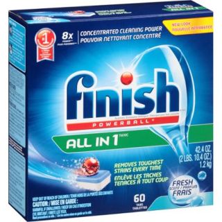 Finish Powerball Tabs Dishwasher Detergent Tablets, Fresh Scent, 60 Count