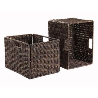 Large Foldable Corn Husk Baskets, Chocolate, Set of 2
