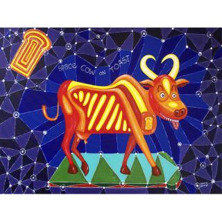 Art Excuse Space Cow on Toast by Gravity George Original Painting on