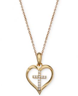 Giani Bernini Cubic Zirconia Heart Cross Pendant Necklace in 18k Gold