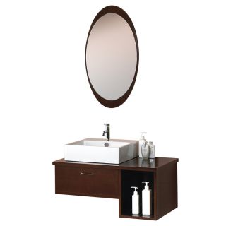 DreamLine Modern Walnut Drop In Single Sink Bathroom Vanity with Vitreous China Top (Common 31 in x 19 in; Actual 31.5 in x 19.75 in)