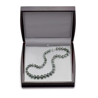 DaVonna 14k Gold Black 9 11mm Tahitian Pearl Necklace (18 in) with