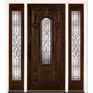 Feather River Doors 63.5 in. x 81.625 in. Lakewood Patina Stained Chestnut Mahogany Fiberglass Prehung Front Door with Sidelites E23791 3A4