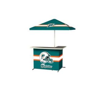 Best of Times Miami Dolphins All Weather L Shaped Patio Bar with 6 ft. Umbrella 2001W1215