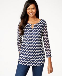 JM Collection Printed Keyhole Tunic, Only at   Tops   Women