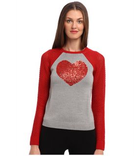 love moschino glitter heart sweater gray red
