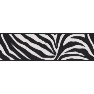 6.58 in. W x 10 in. H Zebra Crossing Black Zebra Border Wallpaper Sample 443B90546SAM
