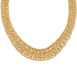 VicenzaGold 18 Graduated Double Row Woven Necklace, 14K Gold 28.0g —