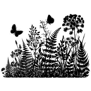 Crafty Individuals Unmounted Rubber Stamp Ferns and Butterflies