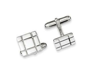 Grooved Design Cuff Links in Sterling Silver