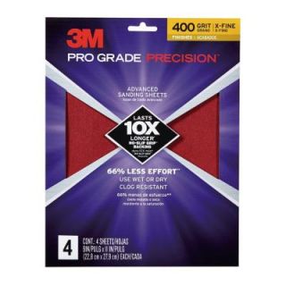 3M Pro Grade Precision 9 in. x 11 in. 400 Grit X Fine Advanced Sanding Sheets (4 Pack) 26400PGP 4