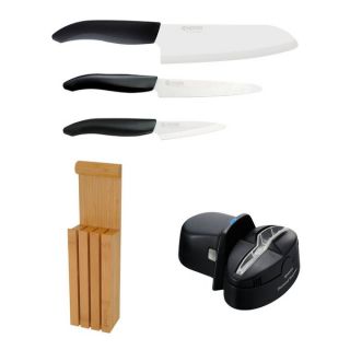 Kyocera Revolution 3 Piece Ceramic Knife Set with Knife Block and