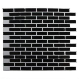 Stick It Tiles 11 in. x 9.25 in. Black Oblong Adhesive Decorative Wall Tile 27081