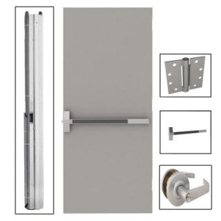 L.I.F Industries 36 in. x 84 in. Flush Gray Steel Commercial Door with Hardware UKX3684R