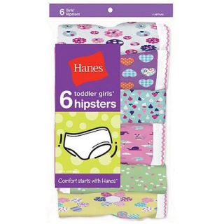 Hanes Baby Toddler Girl Hipster Underwear, 6 Pack