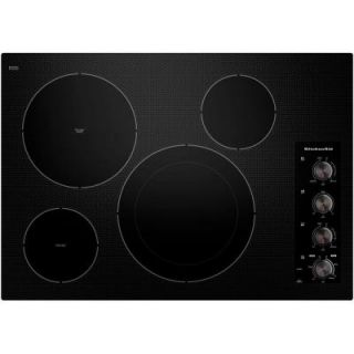 KitchenAid Architect Series II 30 in. Ceramic Glass Electric Cooktop in Black with 4 Elements including EvenHeat Elements KECC604BBL