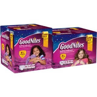 GoodNites Girls' Bedtime Underwear, Super Pack, (Choose Your Size)