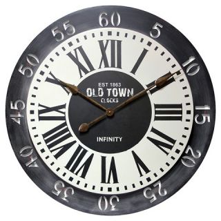 Infinity Instruments Rustic London Large Metal Clock   31.5D   White