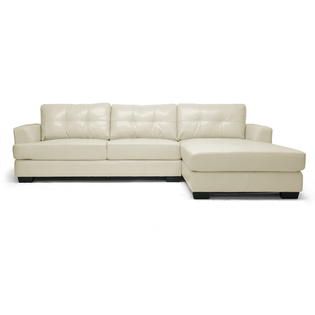 Baxton  Dobson Cream Leather Modern Sectional Sofa