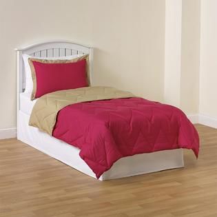 Essential Home 2 Piece Reversible Mini Comforter Set   Coral/Khaki